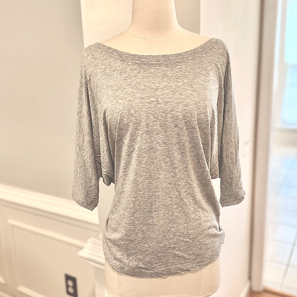 Vince Light Gray Cotton Modal Crew Round Neck Top Small